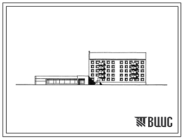 Фасады Типовой проект 114-067с.87 Блок-секция 5-этажная 28-квартирная торцовая со встроенно-пристроенным магазином "Товары для дома" торговой площадью 400 м2 в конструкциях серии 1.020.1-2с