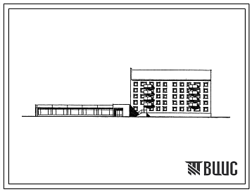 Фасады Типовой проект 114-051с.87 Блок-секция 5-этажная 28-квартирная торцовая со встроенно-пристроенным магазином "Товары для молодежи" торговой площадью 650 м2 в конструкциях серии 1.020.1-2с