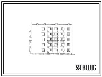 Фасады Типовой проект 67-052с.13.86 Блок-секция торцевая 5-этажная 15-квартирная 1Б-3Б-4Б (левая)
