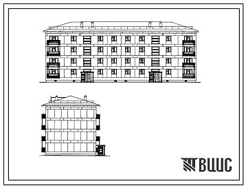 Фасады Типовой проект 113-24-203c.86 Четырехэтажный двухсекционный жилой дом на 24 квартиры