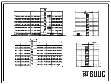Фасады Типовой проект VII-70 Районная поликлиника на 1100-1400 посещений в смену (1800-2300 в день) . Полный исходный проект.