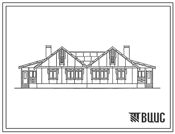Фасады Типовой проект 181-231-3.13.88 Одноэтажный двухквартирный жилой дом с двухкомнатными квартирами для производства на тамбовском комбинате полносборного домостроения