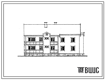 Фасады Типовой проект 89-0120.13.87 Блок-секция торцевая правая 2-этажная 6-квратирная с 1-2-3-комнатными квартирами. Для строительства в Белорусской ССР.