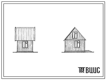 Фасады Типовой проект 181-115-187.13.87 Однокомнатный садовый летний домик с мансардой. Площадь, м2: общая 13,2, мансарды 6,4