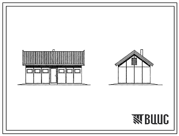 Фасады Типовой проект 199-000-215.83 Хозяйственная постройка для содержания скота и птицы с максимальным набором помещений. Тип I. Общая площадь, включая помещения для инвентаря, 37 м2 (СТЕНЫ – ДЕРЕВЯННЫЙ КАРКАС, ОБЛИЦОВАННЫЙ АСБЕСТОЦЕМЕНТНЫМИ ЛИСТАМИ И ДОСКОЙ)