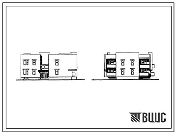 Фасады Типовой проект 89-0106.13.86 Двухэтажная торцово-угловая блок-секция на 6 квартир (правая). Для Белорусской ССР