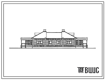Фасады Типовой проект 186-214-12с.13.88 Одноэтажный 2-квартирный жилой дом с 3-комнатными квартирами с брусчатыми стенами (для строительства в Бурятской АССР)
