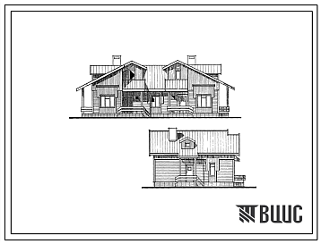 Фасады Типовой проект 186-115-210.13.88 Одноэтажный 2-квартирный жилой дом с 2-комнатными квартирами со стенами из бруса (для строительства в Ленинградской области)