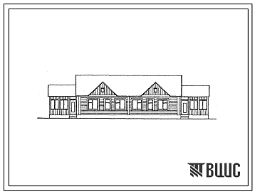 Фасады Типовой проект 186-115-191.13.88 Одноэтажный двухквартирный 3-комнатный рубленный жилой дом (для Владимирской области)