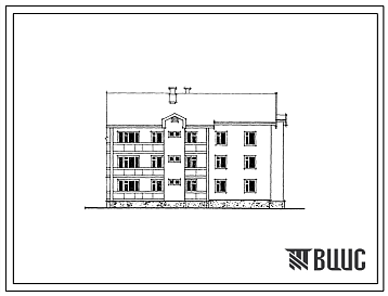 Фасады Типовой проект 89-0124.13.88 Трехэтажная блок-секция торцевая правая на 9 квартир. Для Белорусской ССР