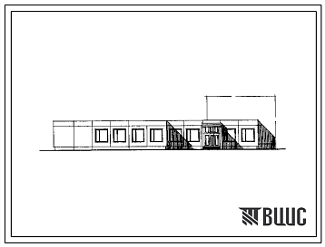 Фасады Типовой проект 281-8-125-3 Одноэтажный блок обслуживания с входным вестибюлем общежитий для рабочих и служащих на 200 – 400 мест. Здание в конструкциях серии 125. Стены из однослойных легкобетонных панелей.