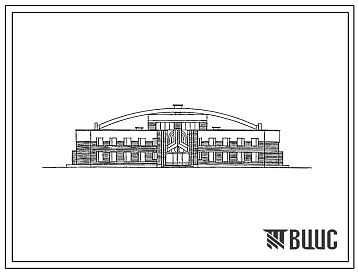 Фасады Типовой проект 294-4-8 Крытый каток с искусственным льдом для учебно-тренировочных занятий. Здание одно-, двухэтажное. Стены из кирпича