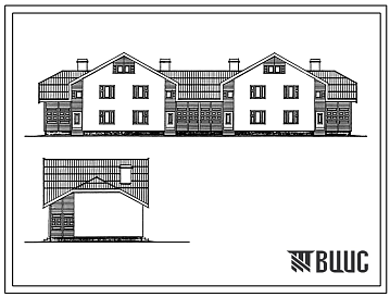 Фасады Типовой проект У.144-24-329.92 Двухэтажный четырехквартирный жилой дом с 3-комнатными квартирами в двух уровнях