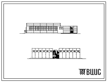 Фасады Типовой проект 232-9-15 Общественно-бытовые блоки кооперированных центров профтехобразования на 1920 учащихся. Спортивный блок