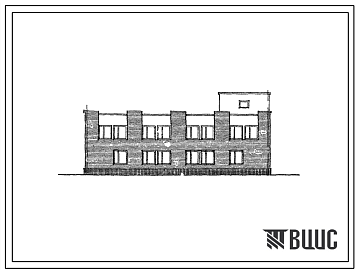 Фасады Типовой проект 274-32-45 Двухэтажный кирпичный блок обслуживания в, в конструкциях ИИ-04, пристроенный к общежитиям на 600-800 человек, для строительства в 1В климатическом подрайоне, 2 и 3 климатических районах