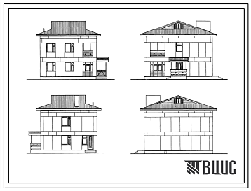 Фасады Типовой проект 143-24-191.84 Двухэтажный одноквартирный дом с 4-комнатной квартирой для государственного строительства