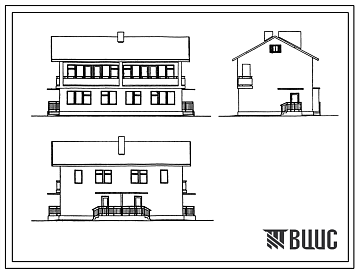 Фасады Типовой проект 144-24-19.13.87 Двухквартирный дом с трехкомнатными (большими) квартирами в двух уровнях