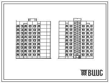 Фасады Типовой проект 90-059.85 Девятиэтажная блок-секция торцевая левая на 36 квартир