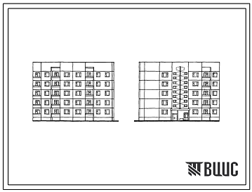 Фасады Типовой проект 90-0273.13.89 5-этажная торцевая-угловая блок-секция на 20 квартир 2-3-3-3 (левая) (для строительства в Белорусской ССР)
