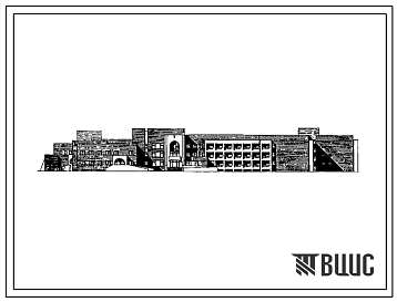 Фасады Типовой проект 254-6-7.86 Главный корпус  дома-интерната больничного типа для престарелых и инвалидов на 300 мест. Здание двух-, трехэтажное. Стены из кирпича.