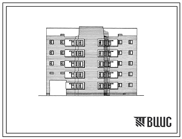 Фасады Типовой проект 68-011 Блок-секция пятиэтажная 18-квартирная рядовая с проездом 2Б-2Б-3Б-3Б.