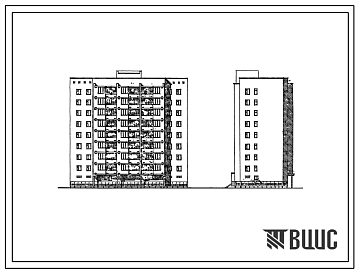 Фасады Типовой проект 68-014м.85 Девятиэтажная блок-секция торцевая левая на 40 квартир