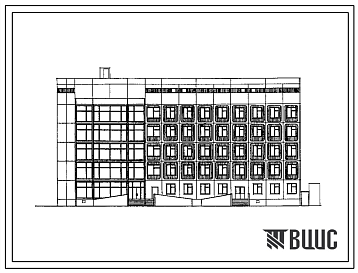 Фасады Типовой проект 251-7-7.85 Унифицированный палатный корпус для взрослых на 120 коек. Здание шестиэтажное. Стены из однослойных керамзитобетонных панелей серии 1.090.1-1.