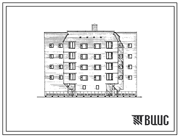 Фасады Типовой проект 68-019м.86 Пятиэтажная блок-секция рядовая на 16 квартир