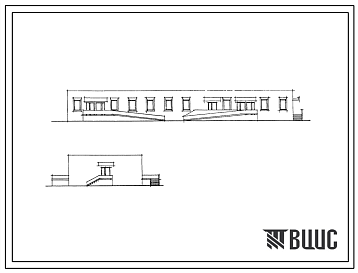 Фасады Типовой проект 244-1-38 Изолятор детского санатория на 210 мест. Здание одноэтажное. Стены из кирпича.