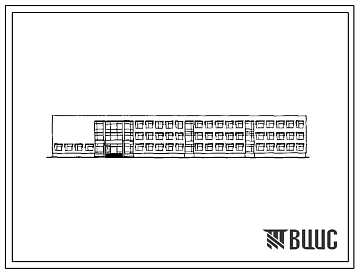 Фасады Типовой проект 224-9-185.83 Межшкольный учебно-производственный комбинат на 6 групп (180 рабочих мест). Здание одно-, трехэтажное. Стены из кирпича.