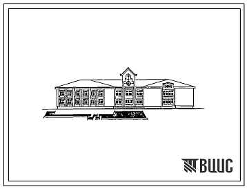 Фасады Типовой проект 224-1-702.91 Неполная средняя школа на 9 классов (162 учащихся) со стенами из кирпича. Здание одно-, двухэтажное.