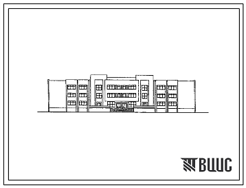 Фасады Типовой проект 224-1-497пв.86 Школа на 13 классов (489-504 учащихся) со стенами из кирпича.