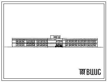 Фасады Типовой проект 223-1-418.84 Школа на 13 классов (489-504 учащихся). Здание  двухэтажное. Стены из крупных легкобетонных блоков.