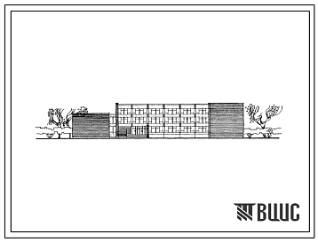 Фасады Типовой проект 222-1-234/78 Средняя общеобразовательная школа на 20 классов (787 учащихся) для сельского строительства в 1В климатическом подрайоне, 2 и 3 климатических районах