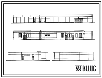 Фасады Типовой проект IX-17-11 Продовольственный магазин на 30 рабочих мест. Промтоварный магазин на 15 рабочих мест для строительства в г. Москве