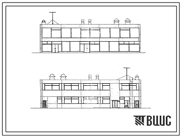 Фасады Типовой проект IX-17-43 Столовая-кафе на 240 посадочных мест (Выпуск 1968 года) для строительства в г. Москве