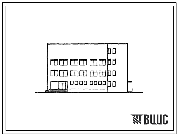 Фасады Типовой проект 416-3-21.87 Районный информационно-вычислительный центр I группы с несущими кирпичными стенами.