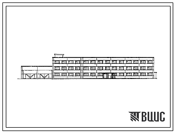 Фасады Типовой проект 416-4-105с.85 Бытовой корпус с контрольно-пропускным пунктом автотранспортного предприятия на 150 грузовых автомобилей (для южных районов). Сейсмичность 7 баллов