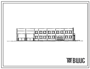 Фасады Типовой проект 416-1-254.91 Административно-бытовой корпус диагностической станции ГАИ пропускной способностью 10 тыс. автомобилей в год (в сборных железобетонных конструкциях)