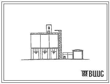 Фасады Типовой проект 705-1-244.92 Склад прирельсовый для пылевидных удобрений и химмелиорантов почв вместимостью 3,0 тыс. т с металлическими силосами. Расчетная температура: -30°С. Приемное устройство: каркас сборный железобетонный. Стены - железобетонные панел