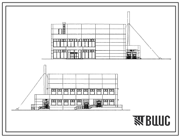 Фасады Типовой проект VIII-01 Кооперированное здание прачечной и срочной химчистки общей производительностью 1235 кг белья в смену