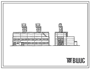 Фасады Типовой проект 509-21.85 Закрытый пункт экипировки и технического обслуживания тепловозов для промышленных железных дорог колеи 1520 мм