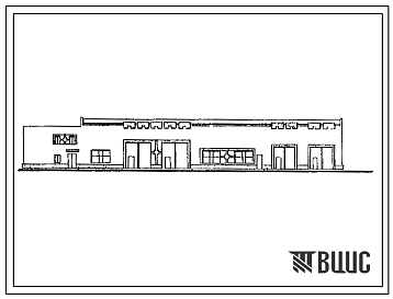 Фасады Типовой проект 503-4-69.91 Производственный корпус гаража на 8 автомашин и 8 тракторов с навесом-стоянкой