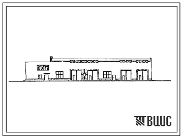 Фасады Типовой проект 503-4-76.92 Производственный корпус гаража на 6 автомашин и 6 тракторов с навесом-стоянкой