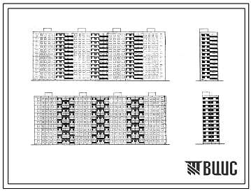 Фасады Типовой проект 1605АМ-04/12ю 12-этажный панельный 4-секционный 191-квартирный жилой дом