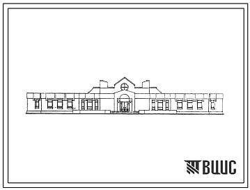 Фасады Типовой проект 264-015-52.89 Городская  юношеская филиальная библиотека на 50 тыс. единиц хранения. Здание одноэтажное. Стены из кирпича.
