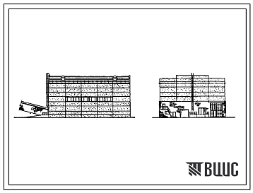 Фасады Типовой проект 705-4-98.12.88 Прирельсовый склад хлористого калия вместимостью 2000 т