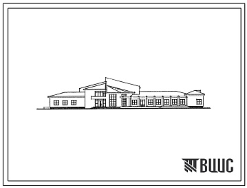 Фасады Типовой проект 274-4-4.91 Общественный микроцентр сельского населенного пункта на 250 жителей (со стенами из мелких блоков ячеистого бетона). Здание одно-, двухэтажное.