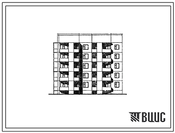Фасады Типовой проект 135-0254с.13.86 5-этажная блок-секция на 15 квартир торцевая левая 2Б-3Б-3Б для Бурятской АССР