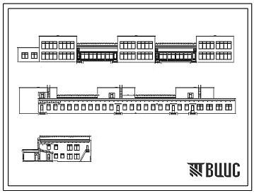 Фасады Типовой проект VI-13А Детские ясли-сад на 280 мест со стенами из кирпича (проект переведен в формат DWG)